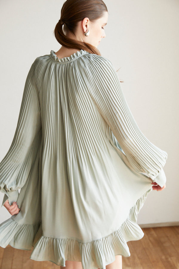 Marion Pleated Dress <br> -Mint-