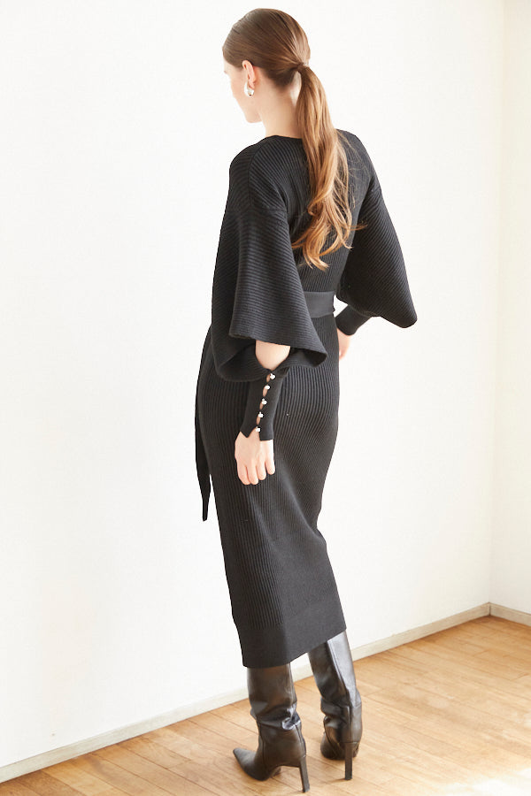 Margot Open Sleeve Knit Dress  <br> -BLK-