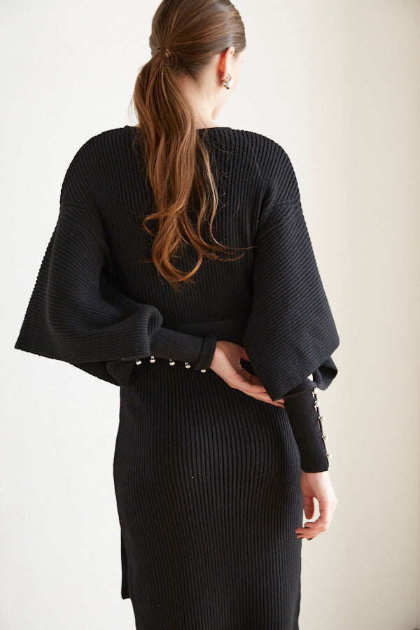 Margot Open Sleeve Knit Dress  <br> -BLK-