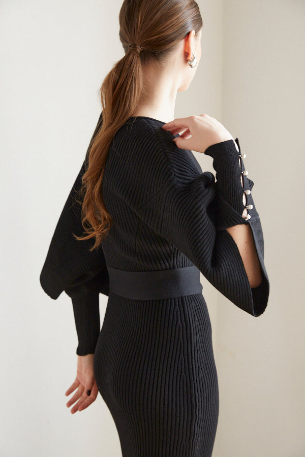 Margot Open Sleeve Knit Dress  <br> -BLK-