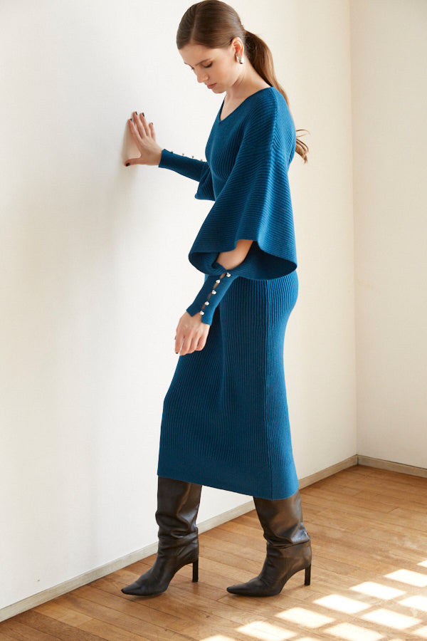 Margot Open Sleeve Knit Dress  <br> -BLU-