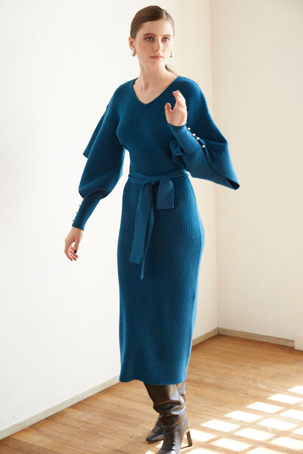 Margot Open Sleeve Knit Dress  <br> -BLU-