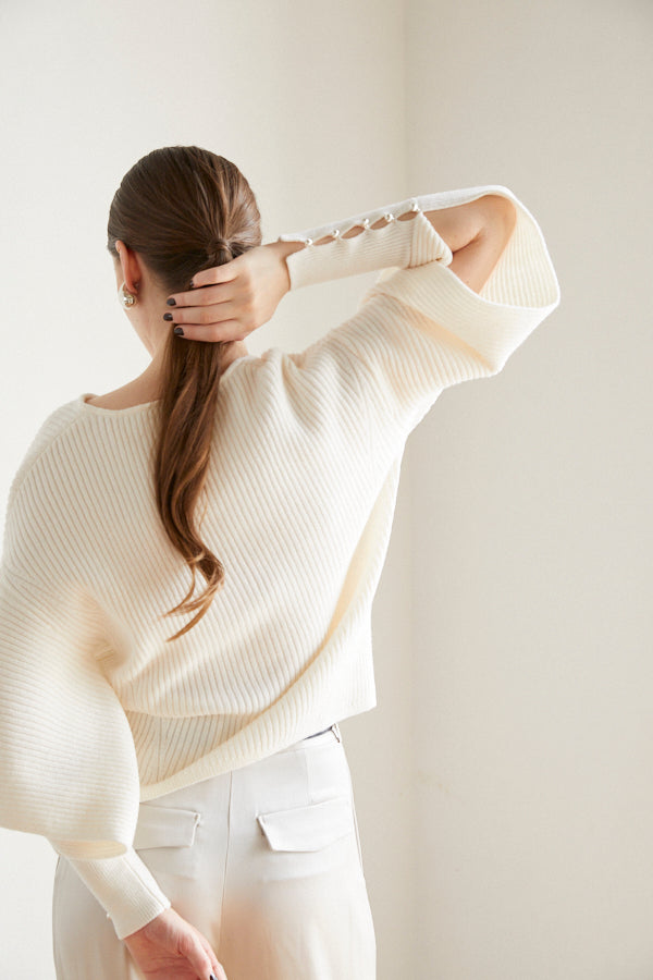 Margot Open Sleeve Knit pullover  <br> -WHT-