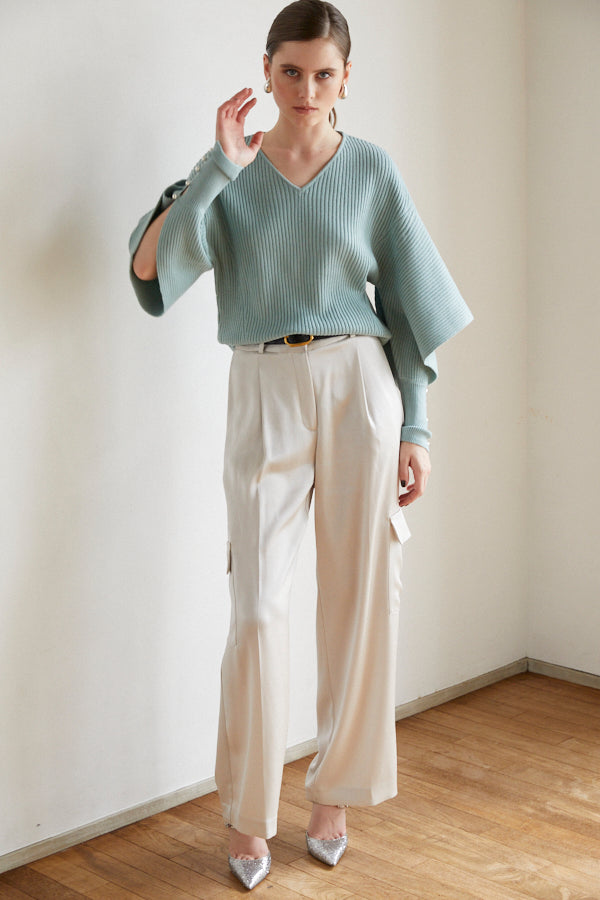 Margot Open Sleeve Knit pullover  <br> -Turquoise green-