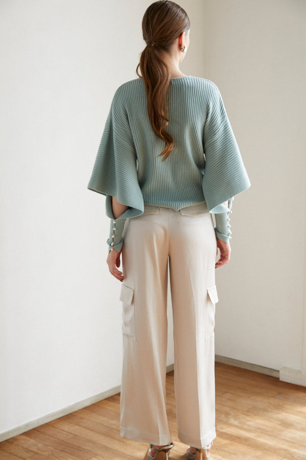 Margot Open Sleeve Knit pullover  <br> -Turquoise green-