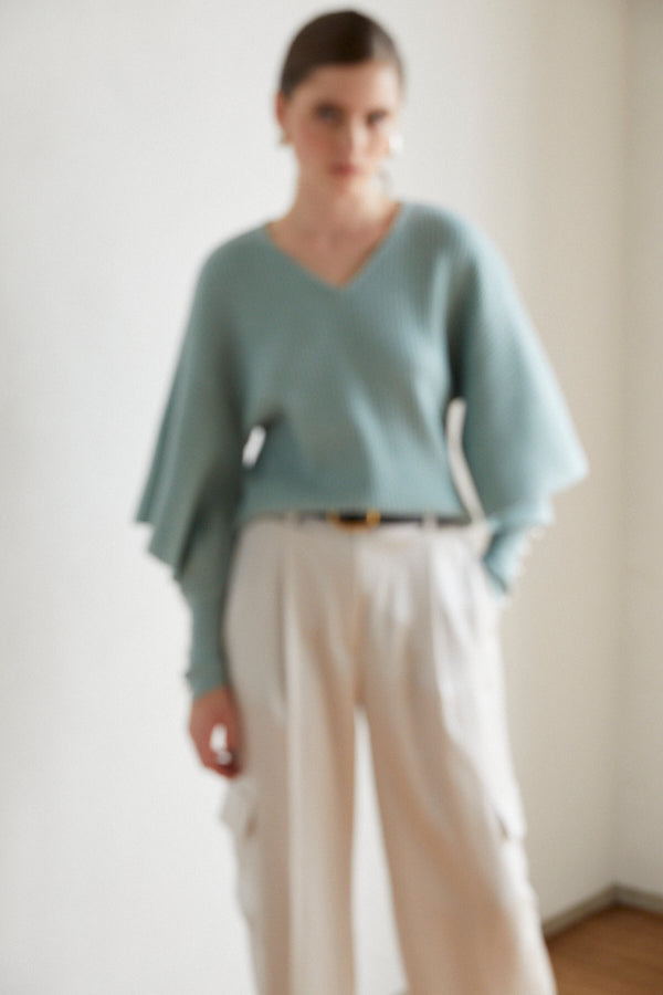 Margot Open Sleeve Knit pullover  <br> -Turquoise green-