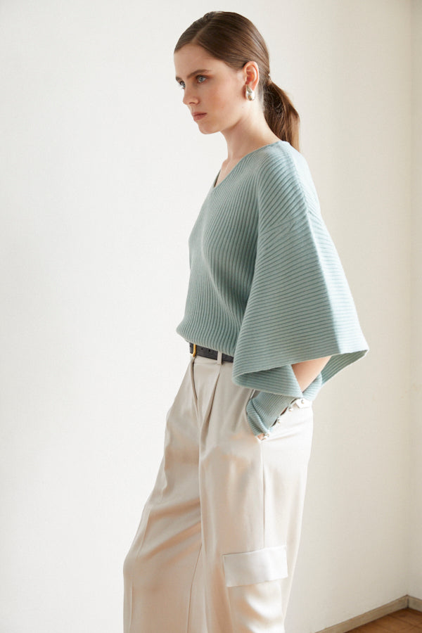 Margot Open Sleeve Knit pullover  <br> -Turquoise green-