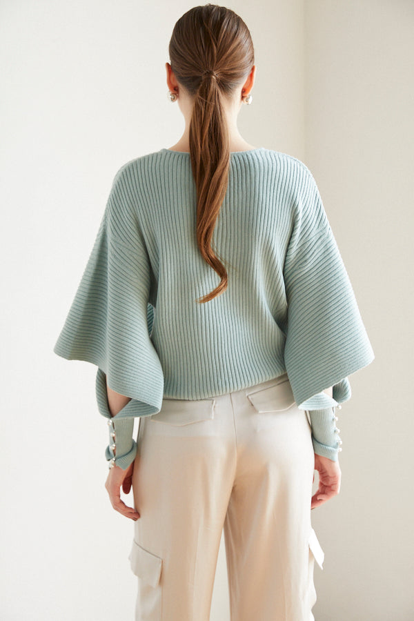 Margot Open Sleeve Knit pullover  <br> -Turquoise green-