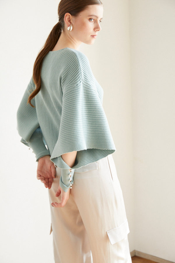 Margot Open Sleeve Knit pullover  <br> -Turquoise green-