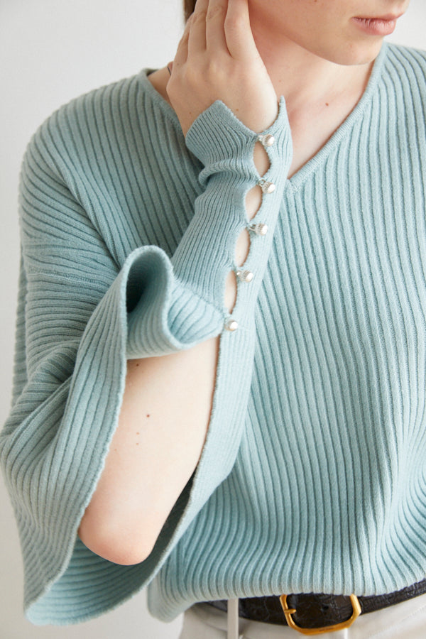 Margot Open Sleeve Knit pullover  <br> -Turquoise green-