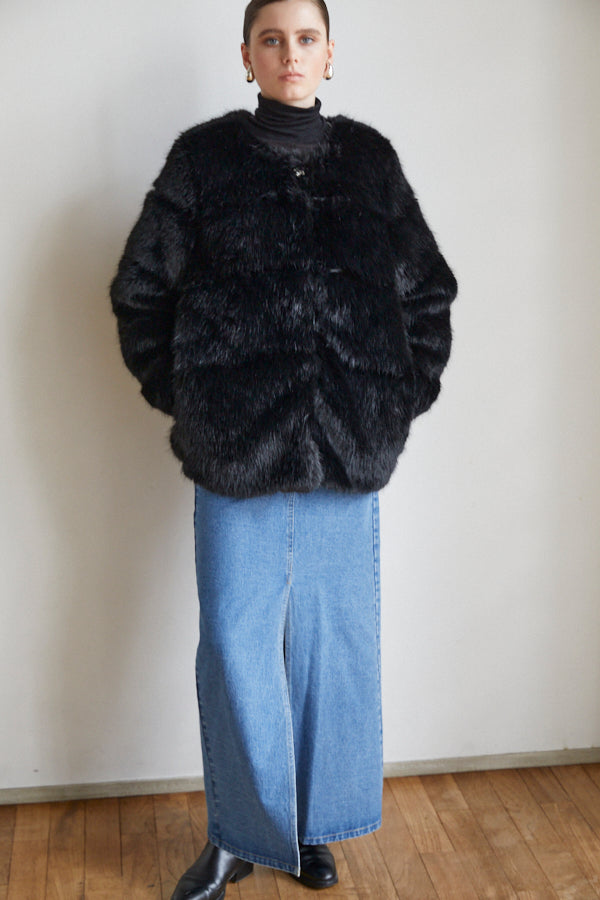 Coco Faux Fur Coat <br>-BLK-