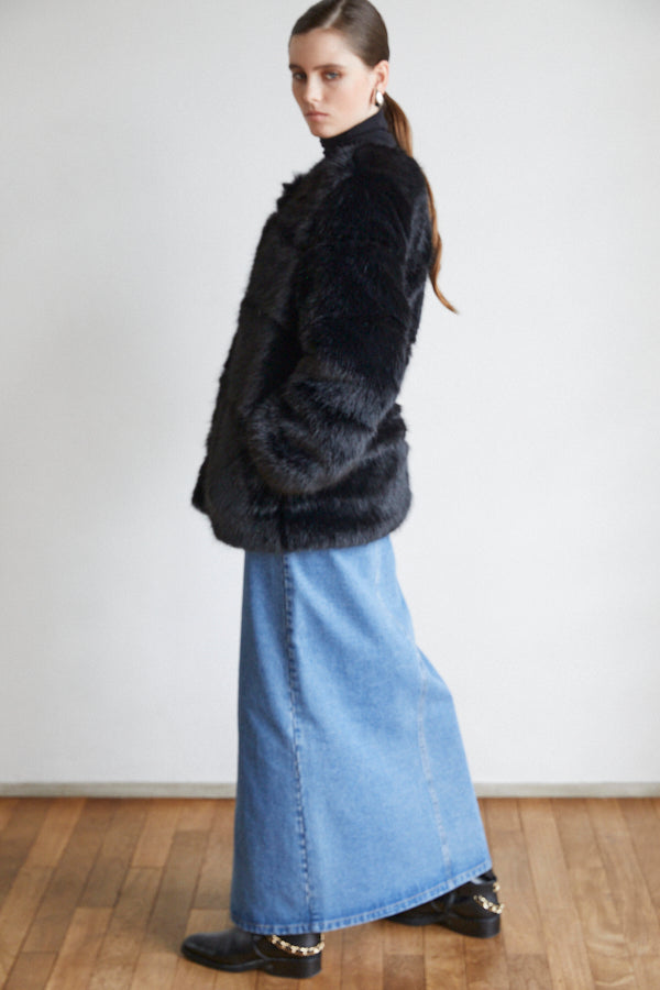 Coco Faux Fur Coat <br>-BLK-