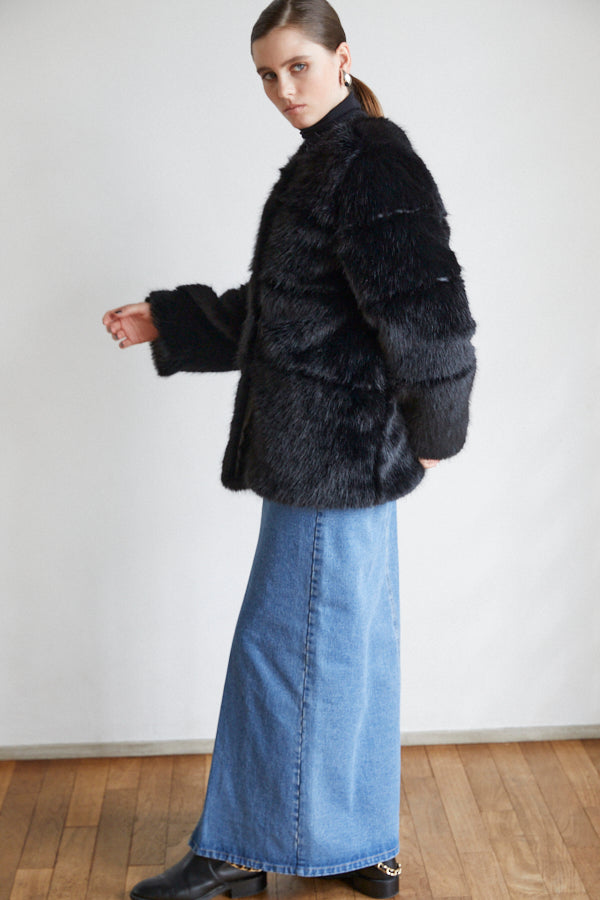 Coco Faux Fur Coat <br>-BLK-