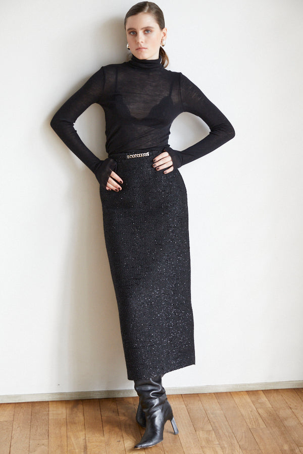 Julietta Tweed Long Skirt <br> -BLK-