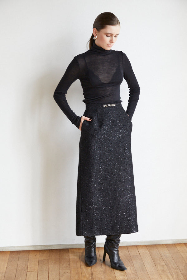 Julietta Tweed Long Skirt <br> -BLK-