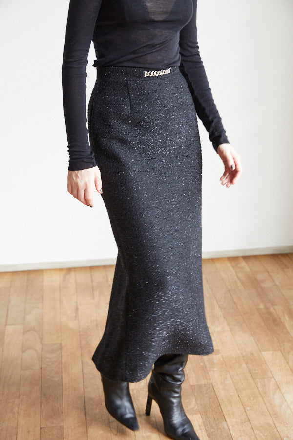 Julietta Tweed Long Skirt <br> -BLK-