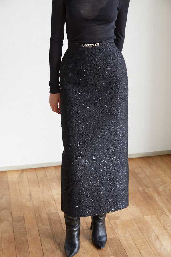 Julietta Tweed Long Skirt <br> -BLK-