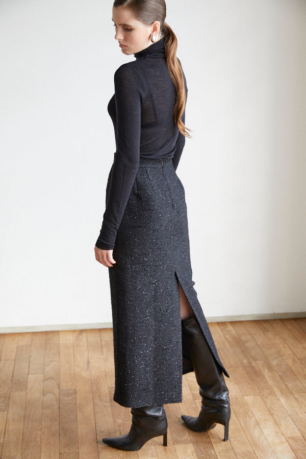 Julietta Tweed Long Skirt <br> -BLK-