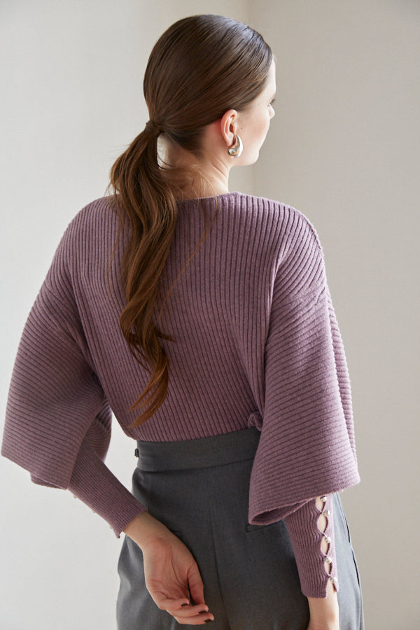 Margot Open Sleeve Knit pullover  <br> -Mauve pink-