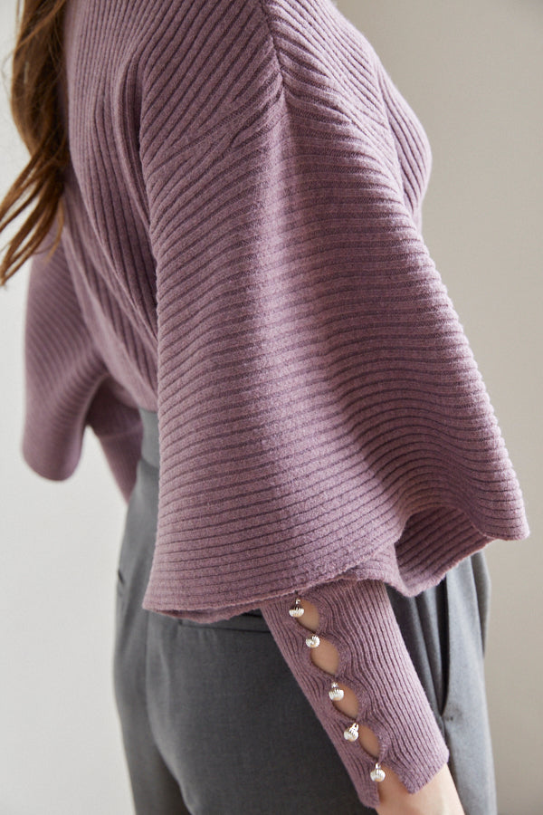 Margot Open Sleeve Knit pullover  <br> -Mauve pink-