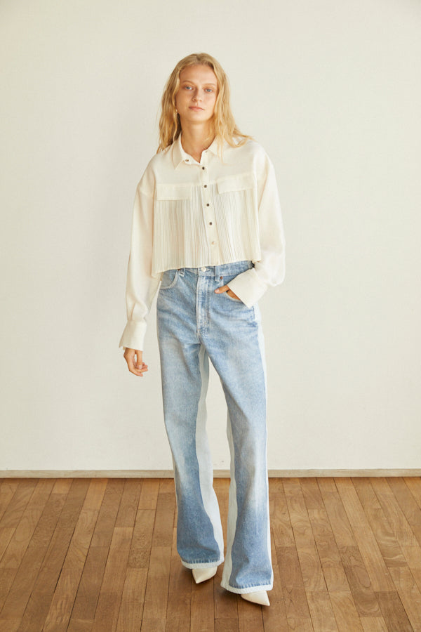 Julia Pleated Shirt  <br> -WHT-