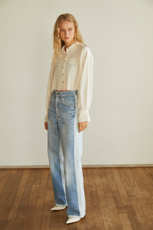 Julia Pleated Shirt  <br> -WHT-