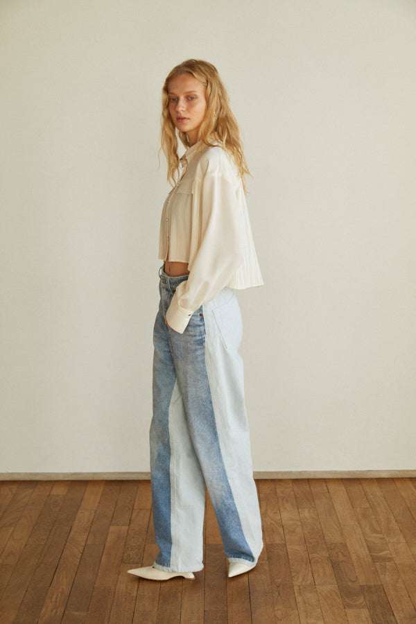 Julia Pleated Shirt  <br> -WHT-