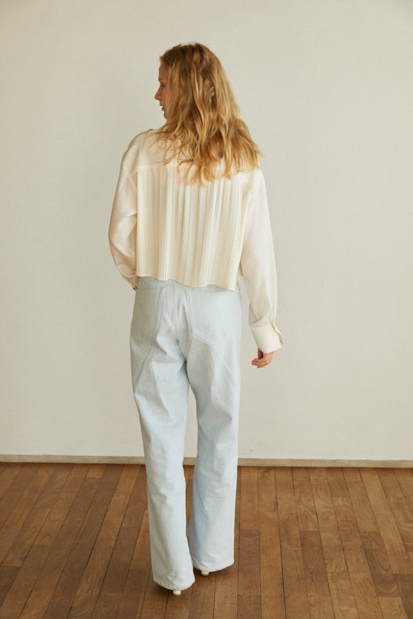 Julia Pleated Shirt  <br> -WHT-