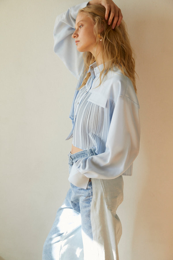 Julia Pleated Shirt  <br> -SAX-