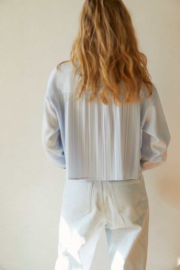 Julia Pleated Shirt  <br> -SAX-