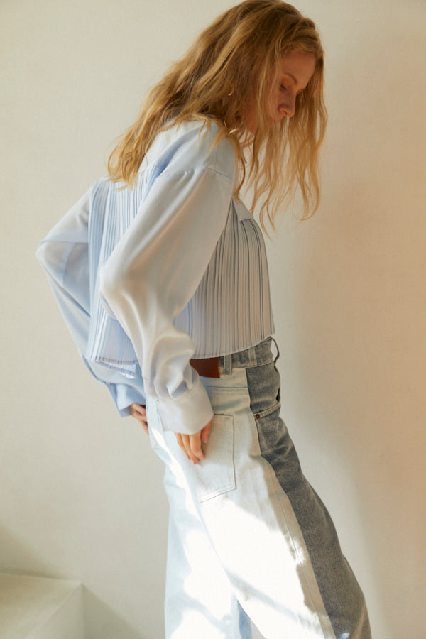 Julia Pleated Shirt  <br> -SAX-