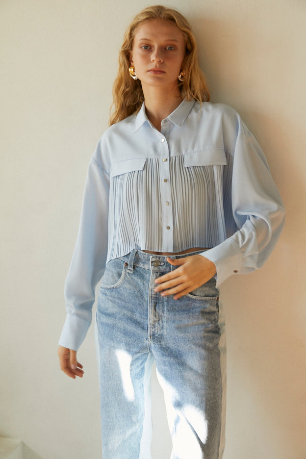 Julia Pleated Shirt  <br> -SAX-