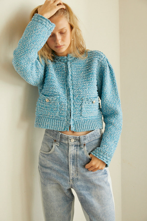 Emani Cotton-blend Cardigan  <br> -BLU-