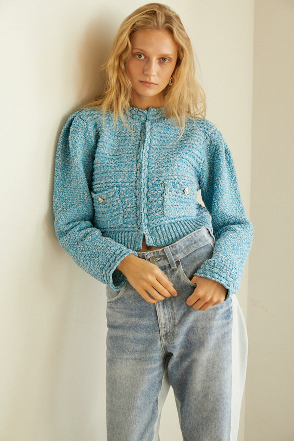 Emani Cotton-blend Cardigan  <br> -BLU-