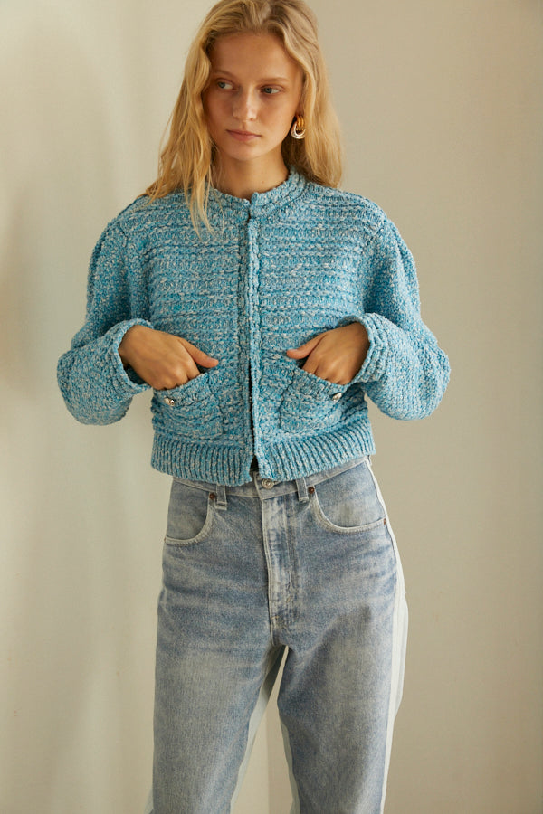 Emani Cotton-blend Cardigan  <br> -BLU-