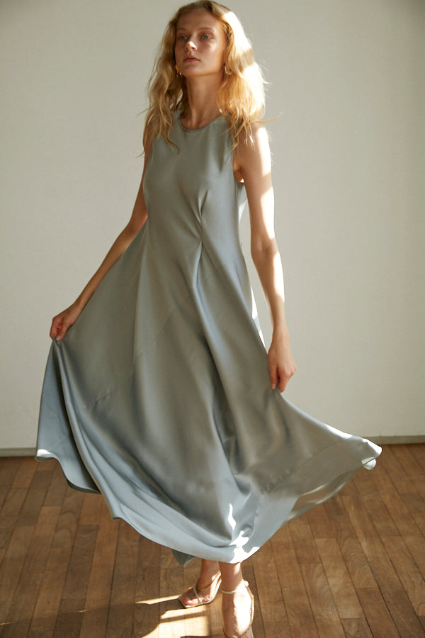 Ella Satin Long Dress <br> -Mint-