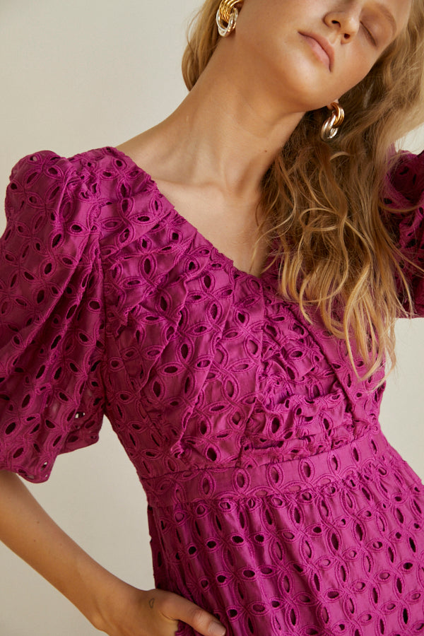 Eliana Lace Dress <br> -Magenta-