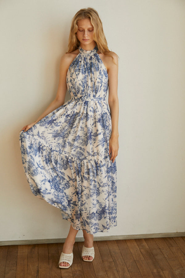 Positano Belted long Dress(new）<br>-OFF x nvy-