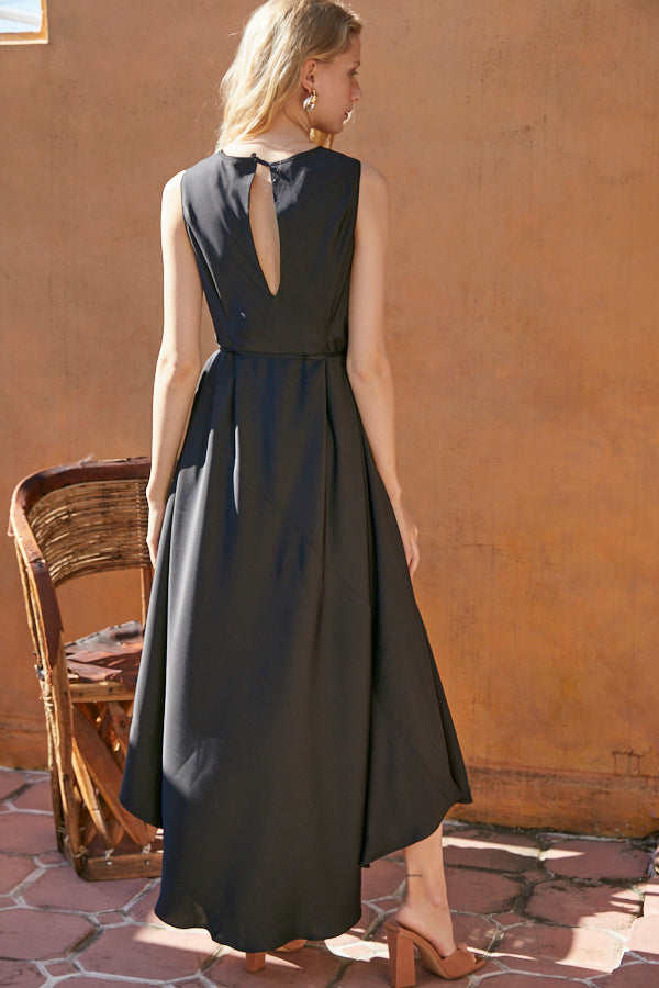 Ella Satin Long Dress <br> -BLK-