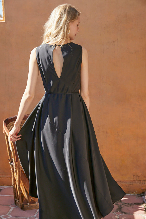 Ella Satin Long Dress <br> -BLK-