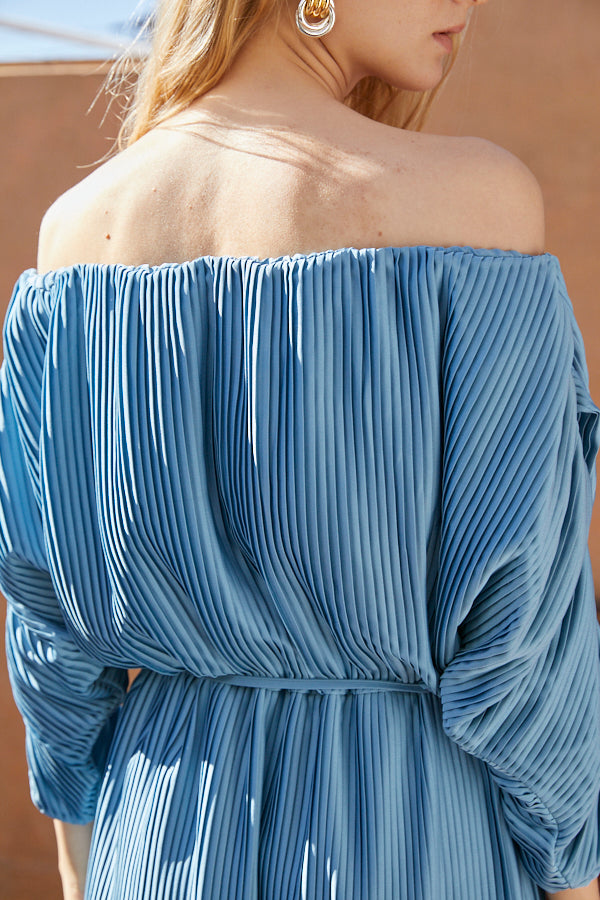 Isabel Pleated Dress <br> -BLU-