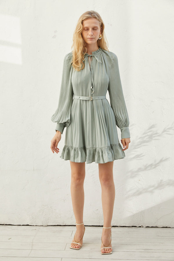 Marion Pleated Dress <br> -Mint-