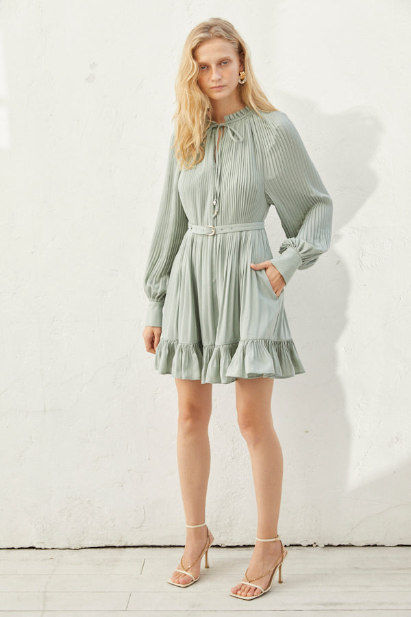 Marion Pleated Dress <br> -Mint-