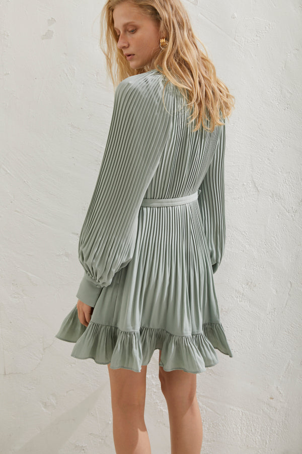 Marion Pleated Dress <br> -Mint-