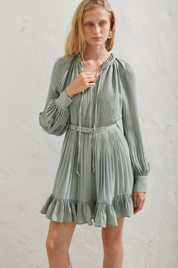 Marion Pleated Dress <br> -Mint-