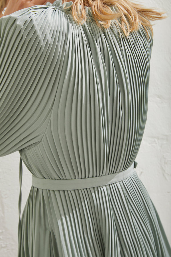 Marion Pleated Dress <br> -Mint-