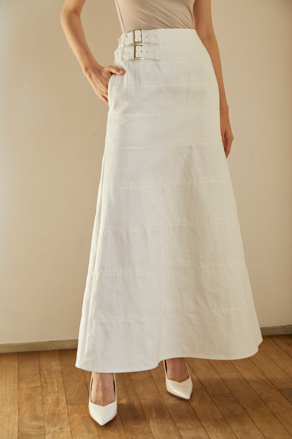 Liza Denim Skirt <br> -WHT-  S/M 2size