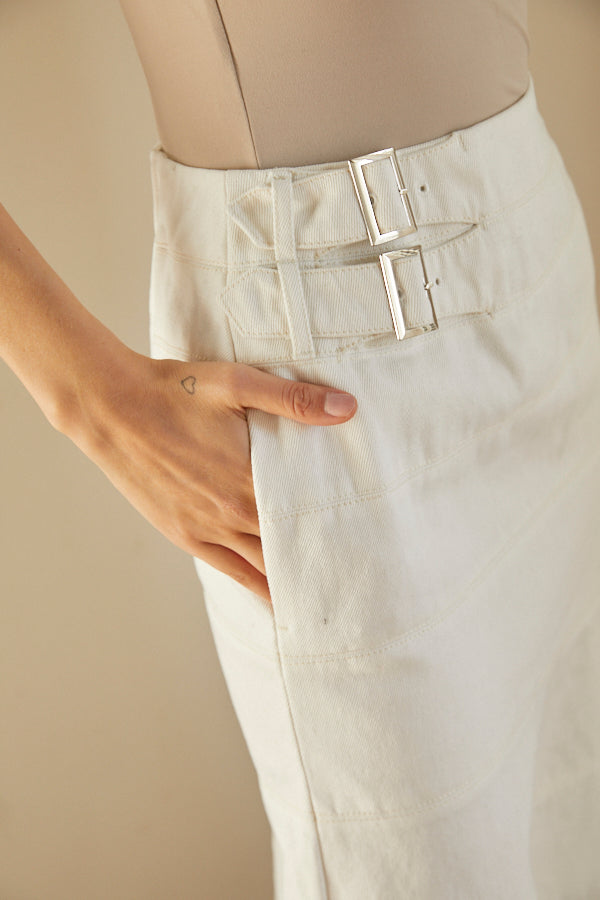 Liza Denim Skirt <br> -WHT-  S/M 2size