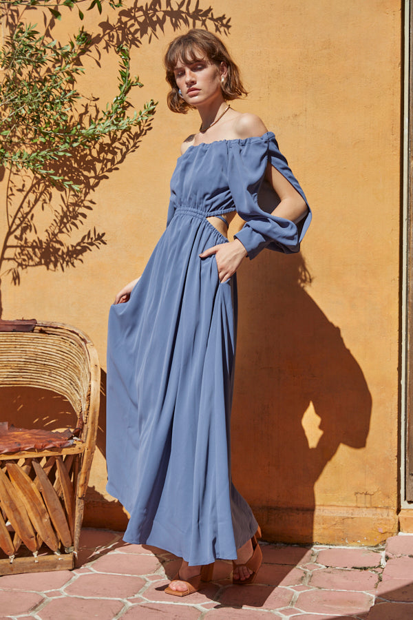 Mykonos Open Sleeve Dress -BLU-