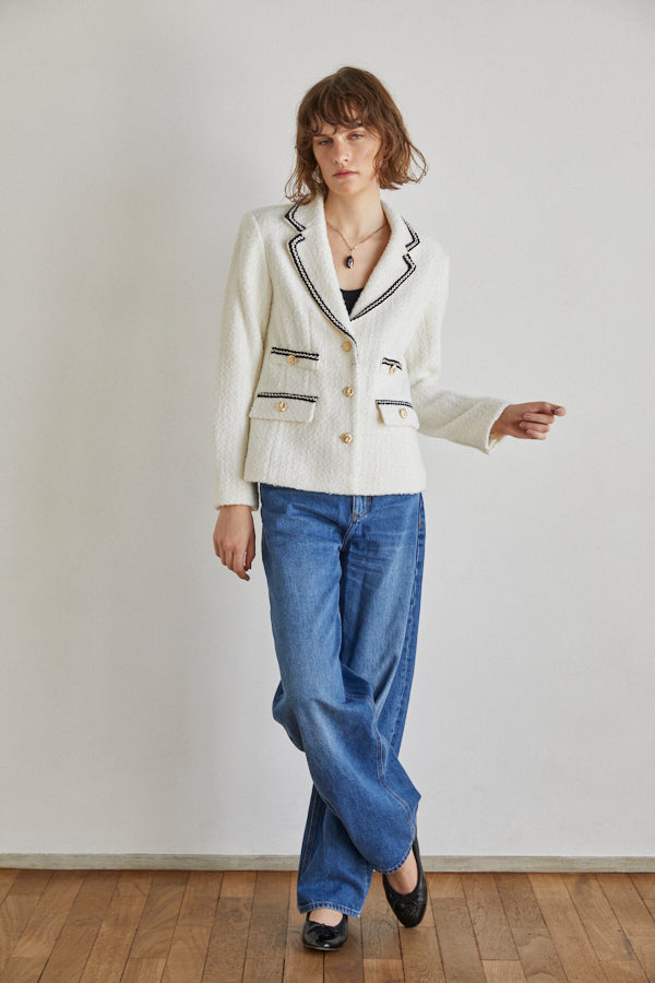 Joelle Tweed Blazer <br> -WHT-